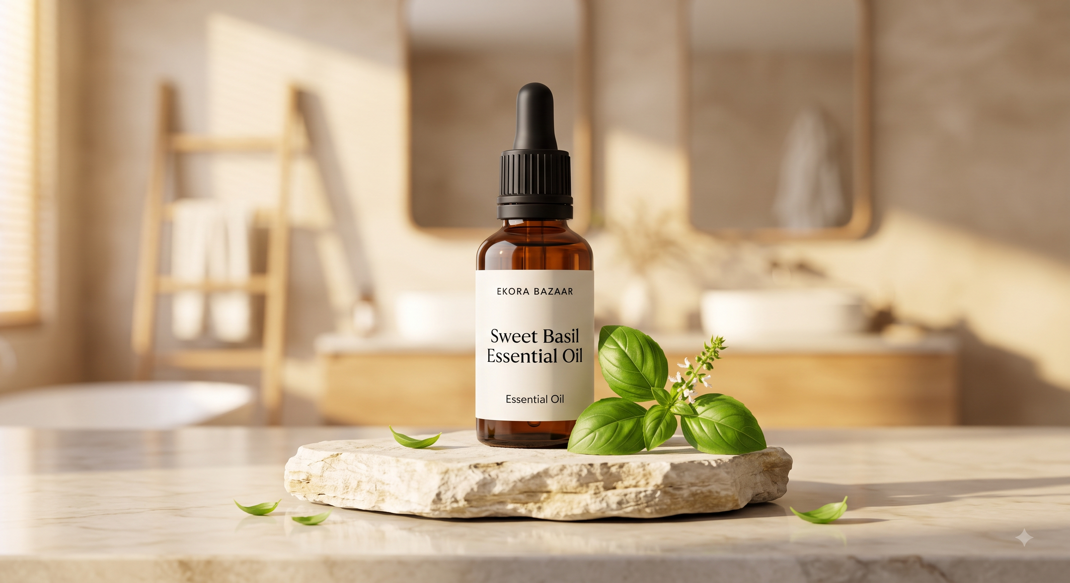 PURE BASIL SWEET ESSENTIAL OIL STEAM DISTILLED, 100% PURE AND NATURAL